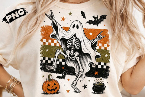 Rock On Ghost Skeleton Halloween PNG SVG DesignDestine 