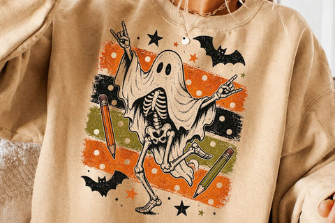 Rock On Ghost Skeleton Halloween PNG SVG DesignDestine 
