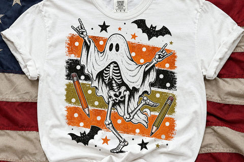 Rock On Ghost Skeleton Halloween PNG SVG DesignDestine 