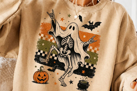 Rock On Ghost Skeleton Halloween PNG SVG DesignDestine 