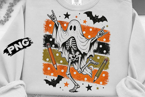 Rock On Ghost Skeleton Halloween PNG SVG DesignDestine 