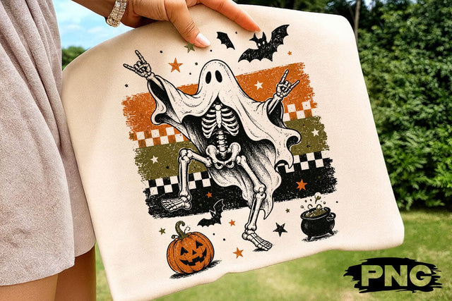 Rock On Ghost Skeleton Halloween PNG SVG DesignDestine 
