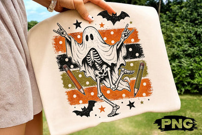 Rock On Ghost Skeleton Halloween PNG SVG DesignDestine 