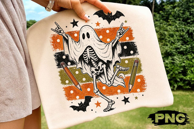 Rock On Ghost Skeleton Halloween PNG SVG DesignDestine 