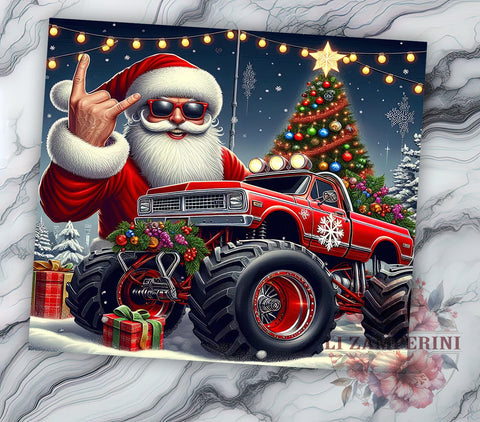 Rock Santa, Christmas Monster Truck, Tumbler PNG, Sublimation Design, Holiday Tumbler, Fun Christmas, Kids Gift Sublimation Li Zamperini 