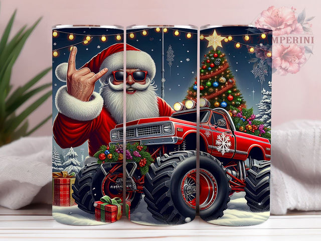 Rock Santa, Christmas Monster Truck, Tumbler PNG, Sublimation Design, Holiday Tumbler, Fun Christmas, Kids Gift Sublimation Li Zamperini 