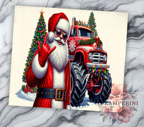 Rock Santa, Christmas Monster Truck, Tumbler PNG, Sublimation Design, Holiday Tumbler, Fun Christmas, Kids Gift Sublimation Li Zamperini 