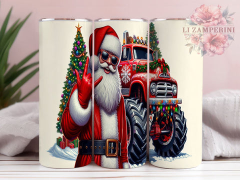 Rock Santa, Christmas Monster Truck, Tumbler PNG, Sublimation Design, Holiday Tumbler, Fun Christmas, Kids Gift Sublimation Li Zamperini 