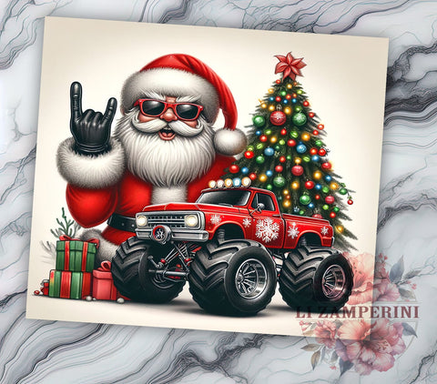 Rock Santa, Christmas Monster Truck, Tumbler PNG, Sublimation Design, Holiday Tumbler, Fun Christmas, Kids Gift Sublimation Li Zamperini 