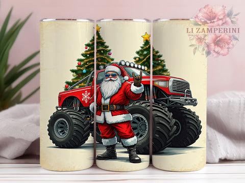 Rock Santa, Christmas Monster Truck, Tumbler PNG, Sublimation Design, Holiday Tumbler, Fun Christmas, Kids Gift Sublimation Li Zamperini 