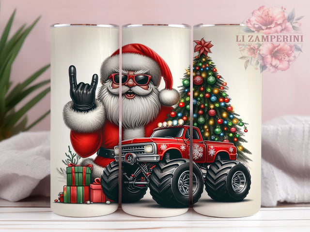 Rock Santa, Christmas Monster Truck, Tumbler PNG, Sublimation Design, Holiday Tumbler, Fun Christmas, Kids Gift Sublimation Li Zamperini 