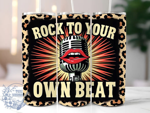 Rock to Your Own Beat Leopard Tumbler, 20oz Tumbler Wrap, Music Lover Gift, Trendy Animal Print Mug, Personalized Leopard Tumbler, Stylish Drinkware Sublimation ToriDesigns 