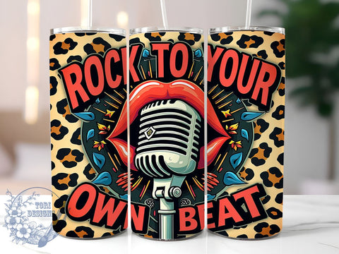 Rock to Your Own Beat Leopard Tumbler, 20oz Tumbler Wrap, Music Lover Gift, Trendy Animal Print Mug, Personalized Leopard Tumbler, Stylish Drinkware Sublimation ToriDesigns 