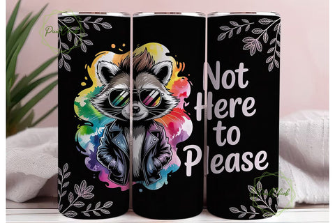 Rocker Raccoon 20oz Tumbler Wrap Sublimation PixelChick 