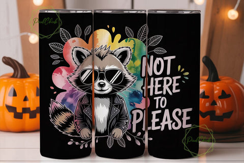 Rocker Raccoon 20oz Tumbler Wrap Sublimation PixelChick 