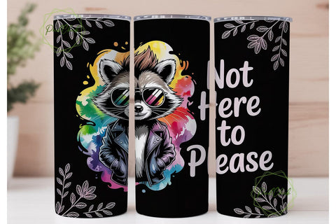 Rocker Raccoon 20oz Tumbler Wrap Sublimation PixelChick 