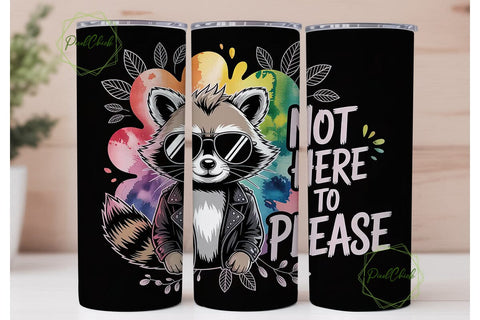 Rocker Raccoon 20oz Tumbler Wrap Sublimation PixelChick 