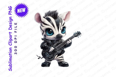 Rocker zebra animal playing guitar clipart png Sublimation Regulrcrative 