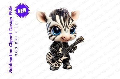 Rocker zebra playing guitar clipart png Sublimation Regulrcrative 