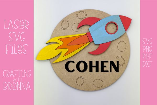 Rocket Moon Nursery Sign Laser SVG File SVG Crafting With Brenna 
