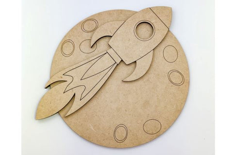 Rocket Moon Nursery Sign Laser SVG File SVG Crafting With Brenna 
