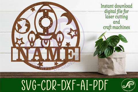 Rocket name sign svg laser cut template SVG APInspireddesigns 