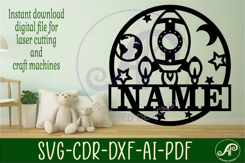 Rocket name sign svg laser cut template SVG APInspireddesigns 