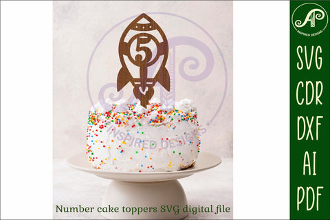 Rocket number cake toppers, 16 designs SVG laser cut SVG APInspireddesigns 