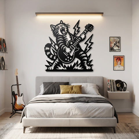 Rocking Cat Laser SVG | Guitar Cat DXF | Funny Cat Metal Wall Art | CNC Plasma Cut File | Laser Cut Svg | Music Lover Cat Decor SVG HappyDesignStudio 