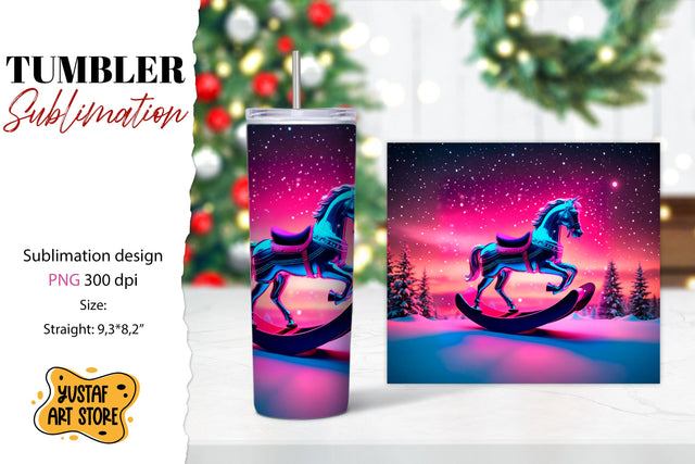 Rocking Horse Christmas Tumbler Sublimation Sublimation Yustaf Art Store 
