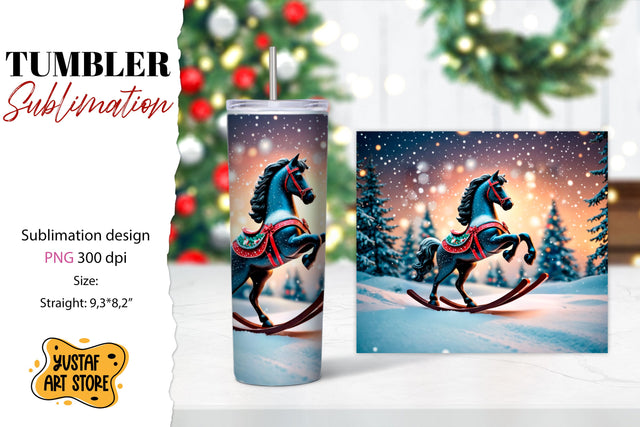 Rocking Horse Christmas Tumbler Sublimation Sublimation Yustaf Art Store 