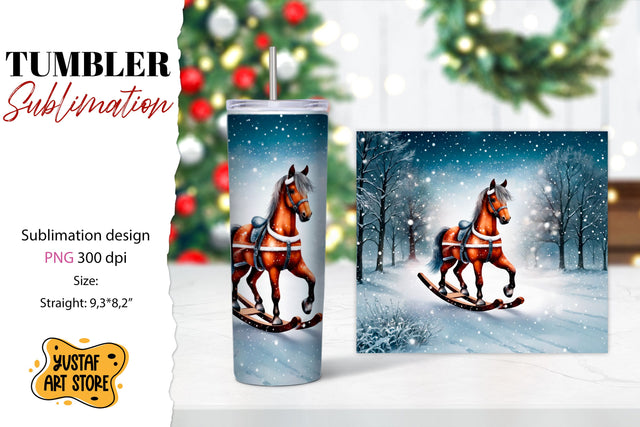 Rocking Horse Christmas Tumbler Sublimation Sublimation Yustaf Art Store 