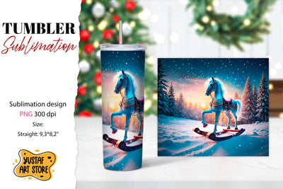 Rocking Horse Christmas Tumbler Sublimation Sublimation Yustaf Art Store 