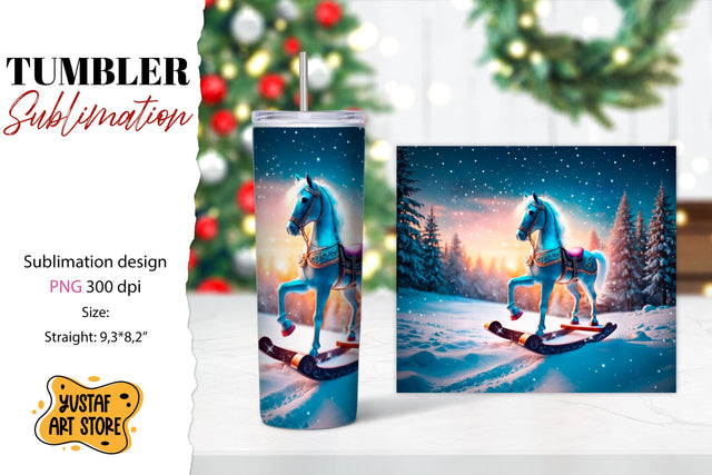 Rocking Horse Christmas Tumbler Sublimation Sublimation Yustaf Art Store 