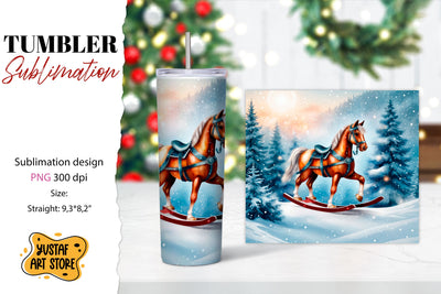 Rocking Horse Christmas Tumbler Sublimation Sublimation Yustaf Art Store 