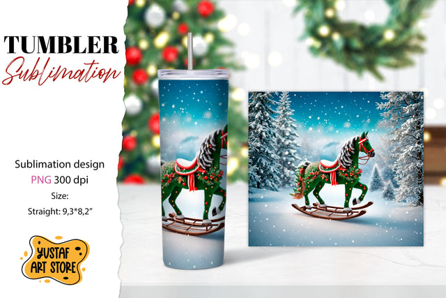 Rocking Horse Christmas Tumbler Sublimation Sublimation Yustaf Art Store 