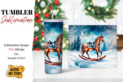 Rocking Horse Christmas Tumbler Sublimation Sublimation Yustaf Art Store 