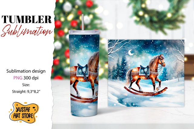 Rocking Horse Christmas Tumbler Sublimation Sublimation Yustaf Art Store 