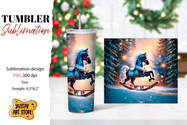 Rocking Horse Christmas Tumbler Sublimation Sublimation Yustaf Art Store 