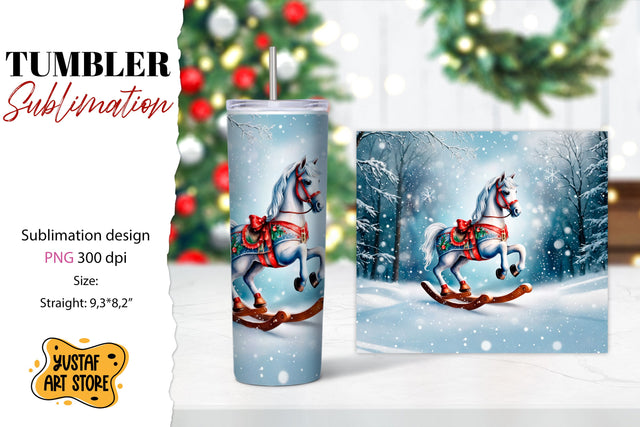 Rocking Horse Christmas Tumbler Sublimation Sublimation Yustaf Art Store 