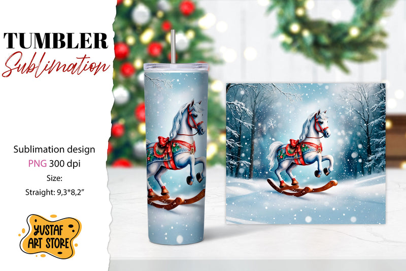 Rocking Horse Christmas Tumbler Sublimation Sublimation Yustaf Art Store 