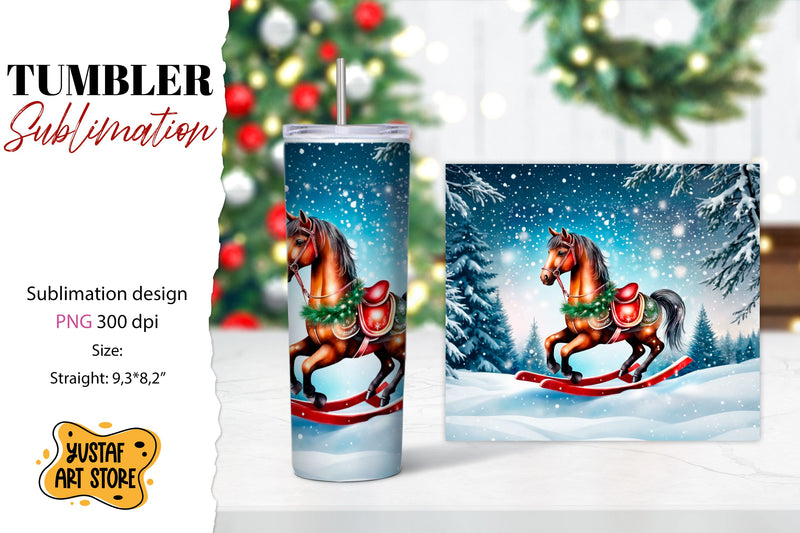 Rocking Horse Christmas Tumbler Sublimation Sublimation Yustaf Art Store 