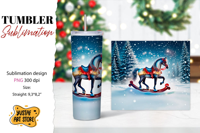 Rocking Horse Christmas Tumbler Sublimation Sublimation Yustaf Art Store 