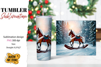 Rocking Horse Christmas Tumbler Sublimation Sublimation Yustaf Art Store 