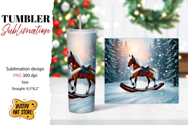 Rocking Horse Christmas Tumbler Sublimation Sublimation Yustaf Art Store 