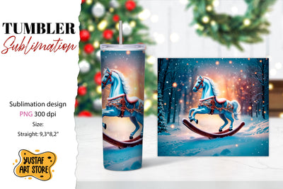 Rocking Horse Christmas Tumbler Sublimation Sublimation Yustaf Art Store 
