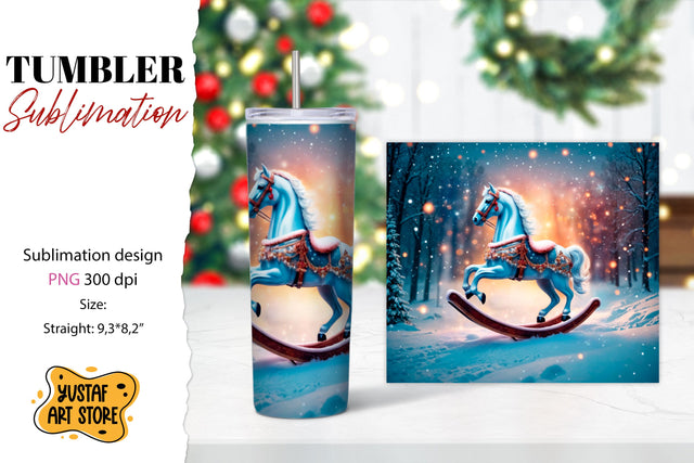 Rocking Horse Christmas Tumbler Sublimation Sublimation Yustaf Art Store 