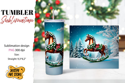 Rocking Horse Christmas Tumbler Sublimation Sublimation Yustaf Art Store 