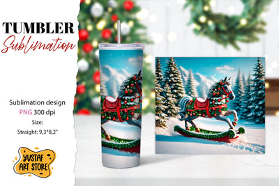 Rocking Horse Christmas Tumbler Sublimation Sublimation Yustaf Art Store 