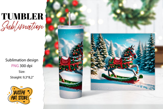 Rocking Horse Christmas Tumbler Sublimation Sublimation Yustaf Art Store 